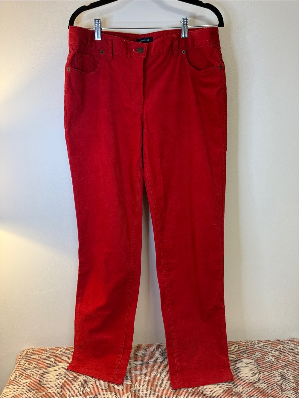 Lands' End Red Straight Leg Corduroy Pants